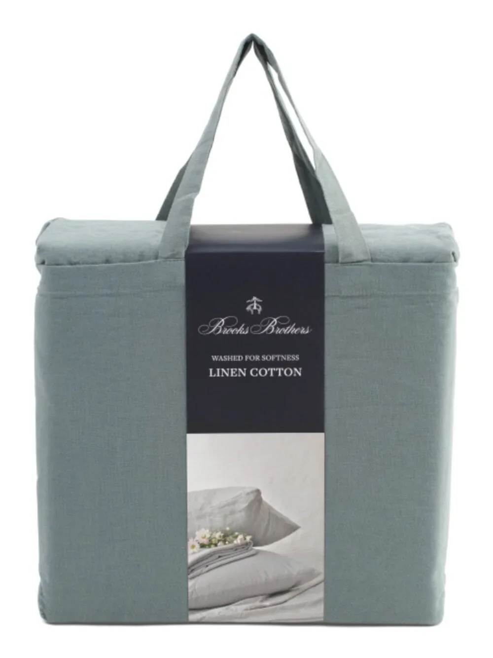 BROOKS BROTHERS Linen And Cotton Blend Washed Sheet Set